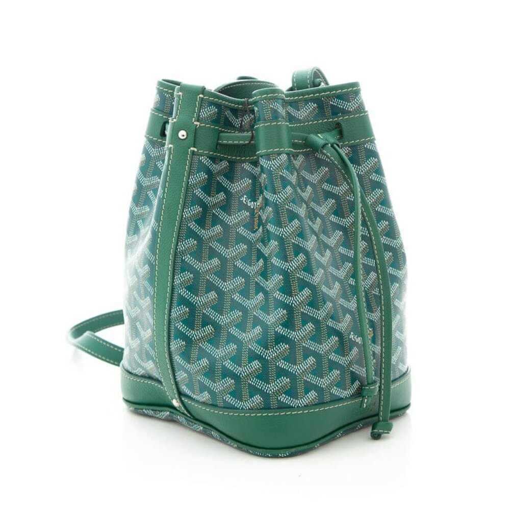 Authentic Goyard Petit Bucket Bag in green color